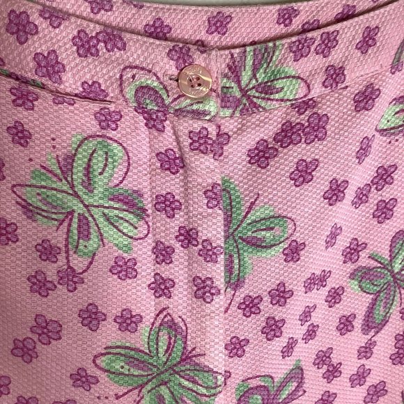 Lilly Pulitzer pink floral button 2 back pockets size 10 vintage - Picture 4 of 5